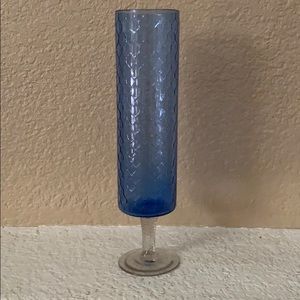 Vintage Blue Hexagon Stemware Vase
